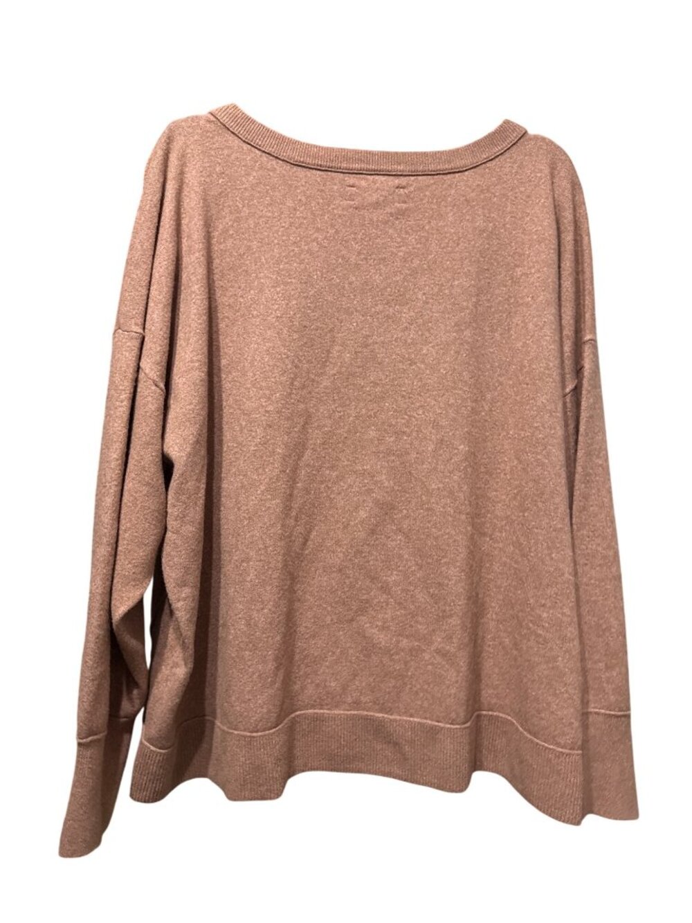 Lucky Brand XXL Womens Rose Pink Cognac V-Neck Sweater Raw Seams Boxy - Picture 3 of 7